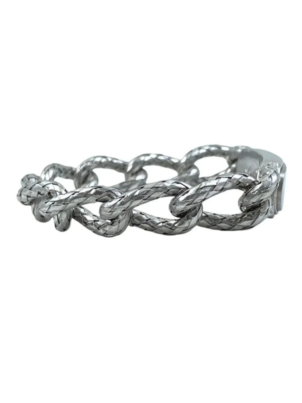 Bottega Veneta Chain Bracelet ID Intrecciato Silver Color Simple